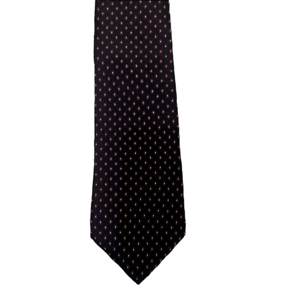 LIBERTY OF‎ LONDON Mens Black Silk Tie Geometric Pattern